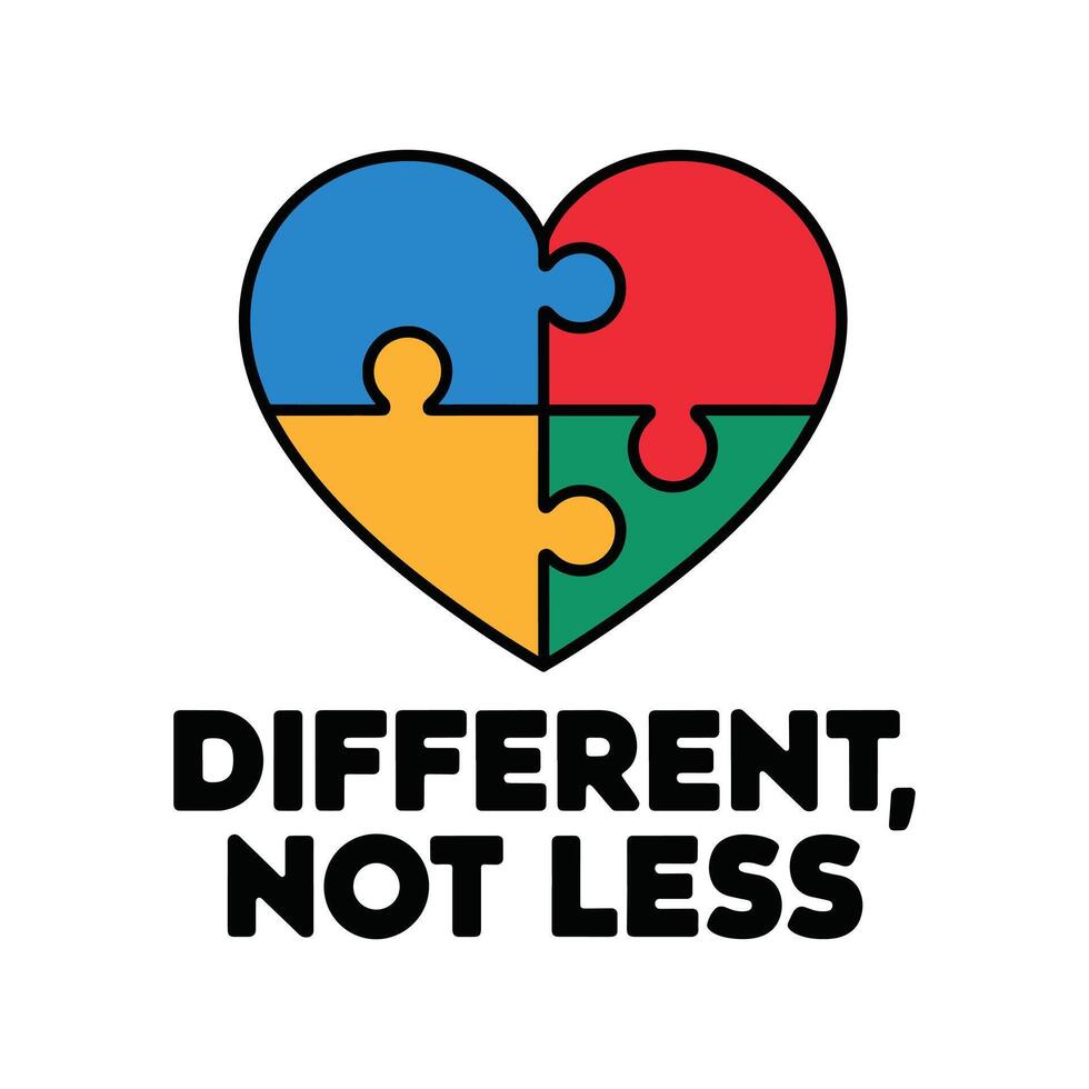 Different Not Less T Shirt Design Autism Awareness vector
