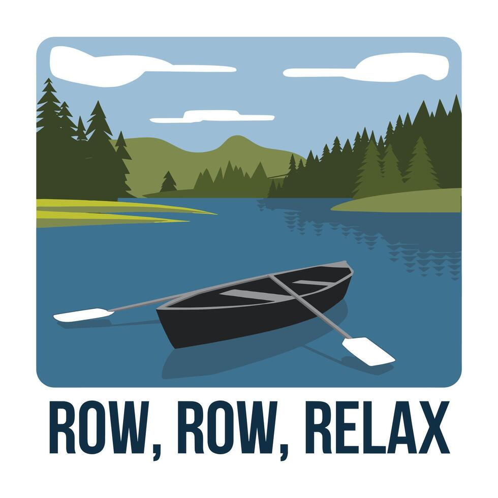 Row Row Relax T Shirt Design Boat vector