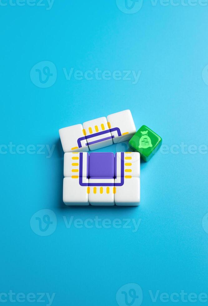 Investments in the production of microchips and semiconductors. Technological advancement, innovation in electronics, and meeting global demand for digital devices. photo