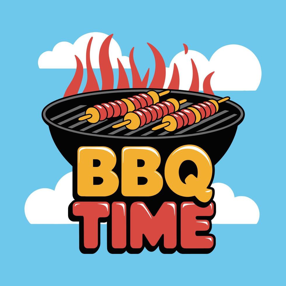 BBQ Time T Shirt Design vector