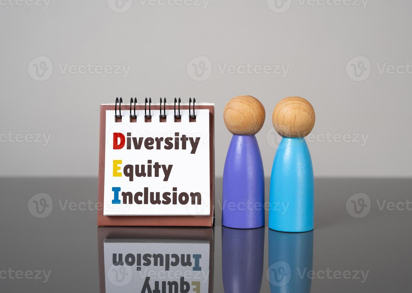 Diversity, Equity, and Inclusion DEI workplaces, people figures. Equal opportunities for people of all backgrounds. Diversity benefit from improved collaboration, innovation, and employee satisfaction photo