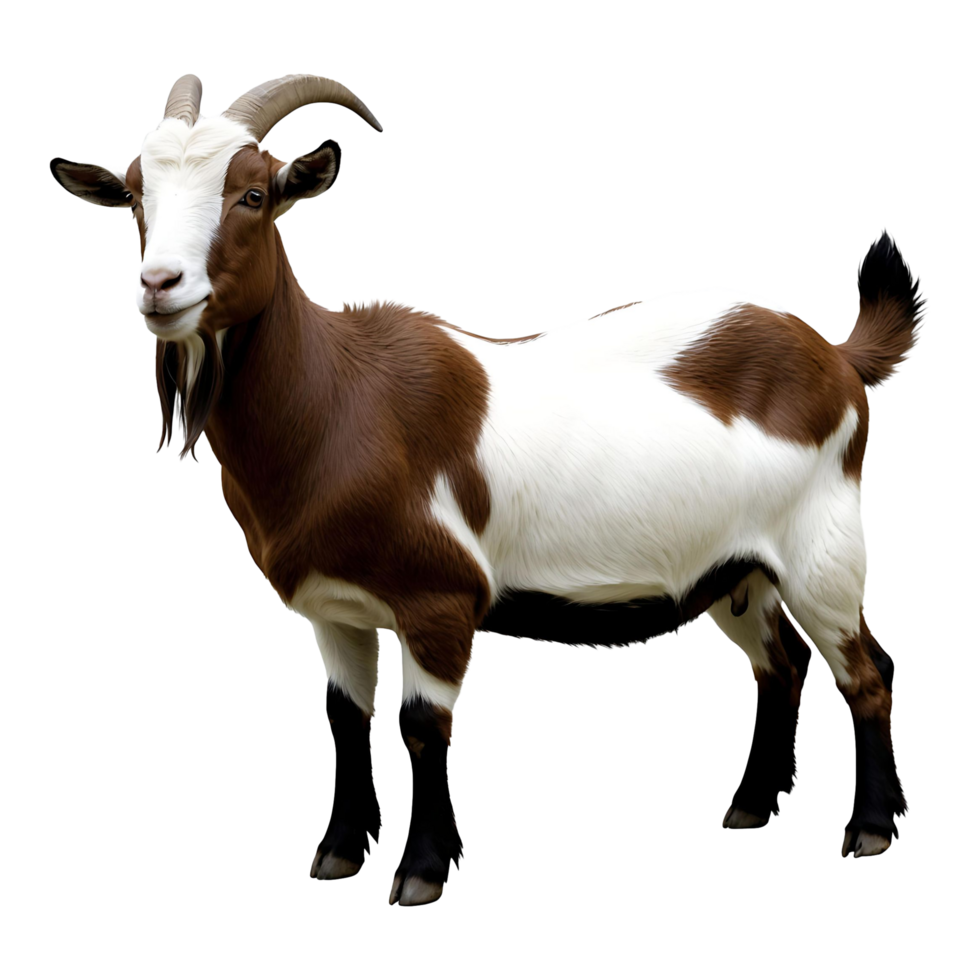 Brown and White Goat on Transparent Background High-Quality png
