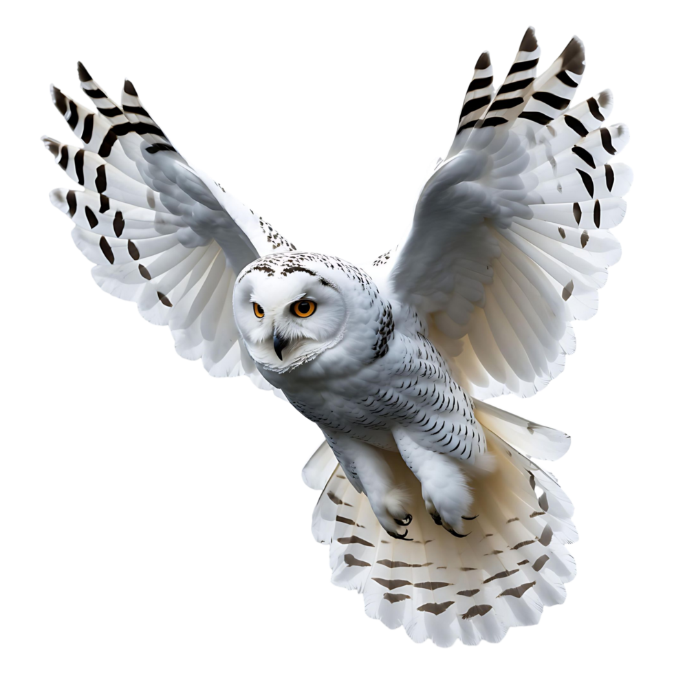 Graceful White Snowy Owl Soaring Perfect for Nature Lovers Decor png