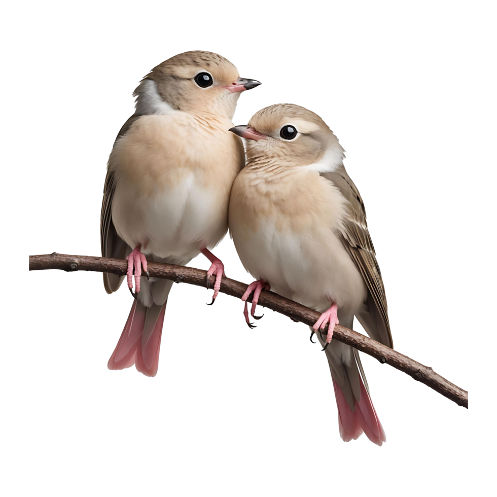 Love and Friendship Two Doves Sitting Close Together on a Tree Branch png