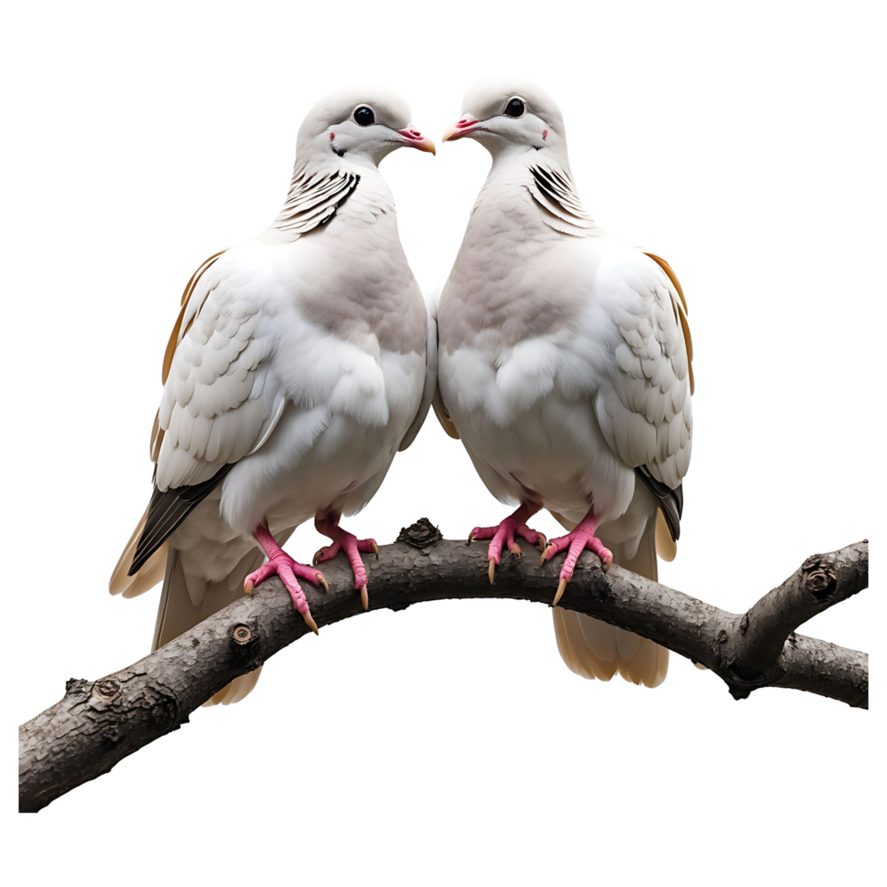 Pair of Doves Perched on a Branch Transparent Background png