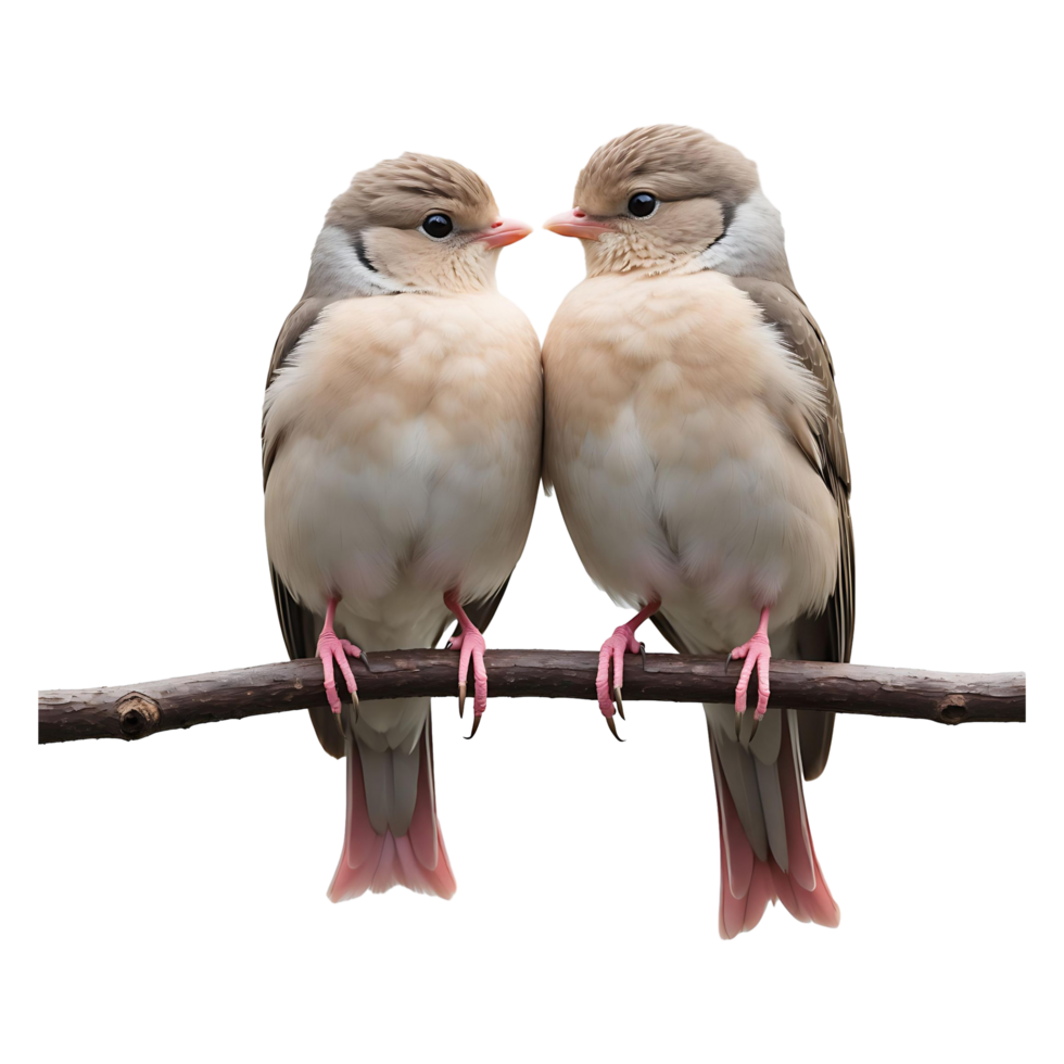 Beautiful Two Doves Sitting on a Tree Branch High-Quality png