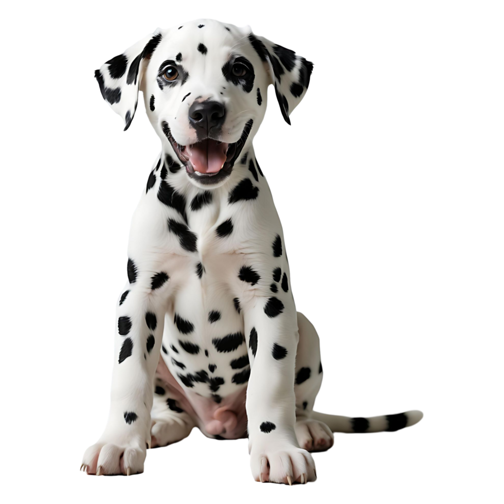 Happy Dalmatian Puppy with White and Black Spots Premium Photo png