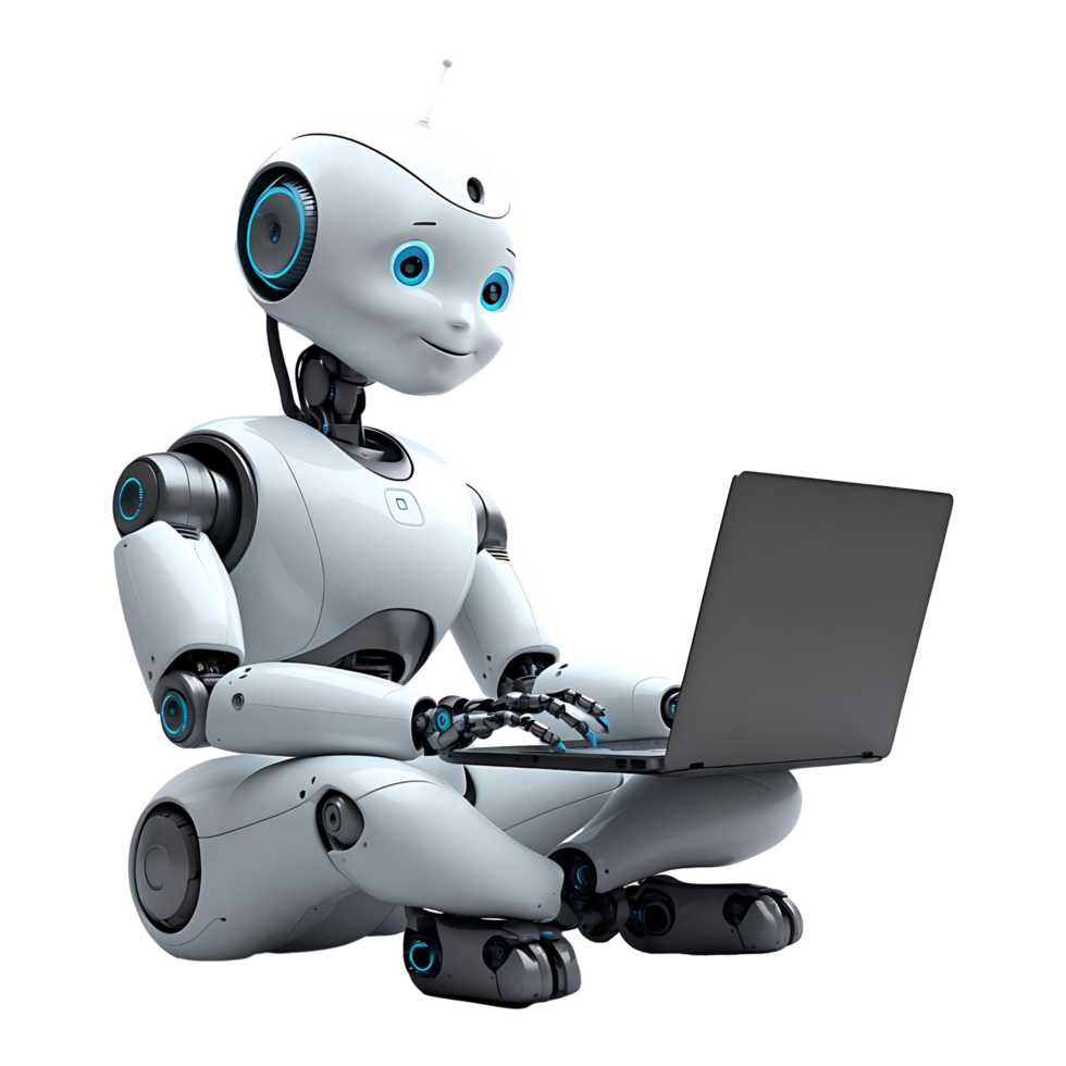 Cybernetic AI Bot Working Remotely Digital Transformation Automation png