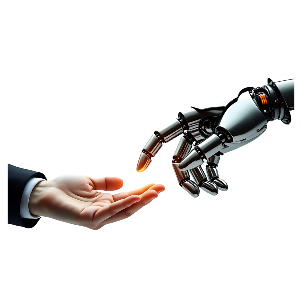 High-Resolution Cybernetic Hand Reaching Human Innovation Future Tech png