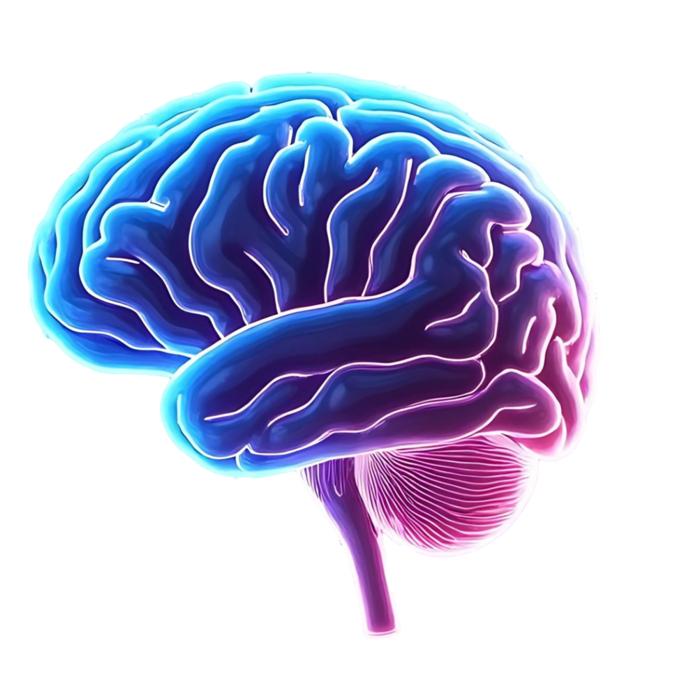 Futuristic Glowing Brain Illustration High-Quality Neural Network Image png
