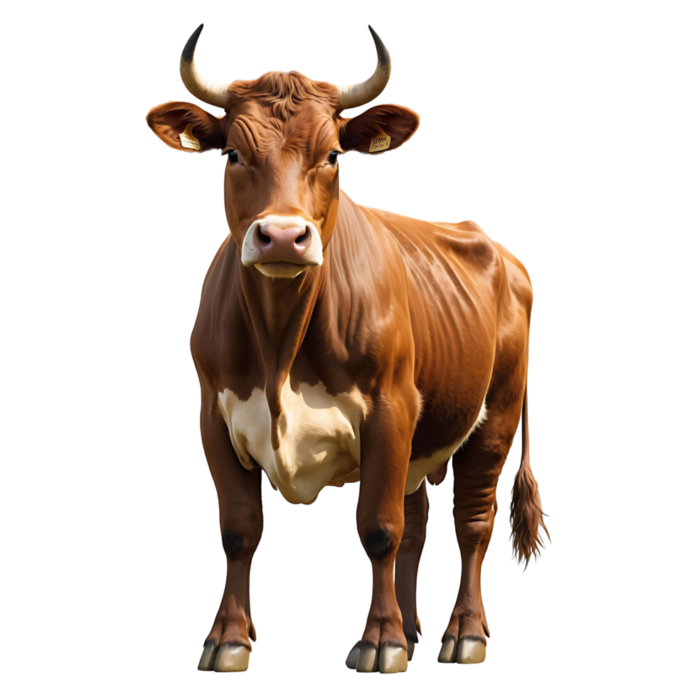 Ranch Bull on White Background Cattle Illustration png