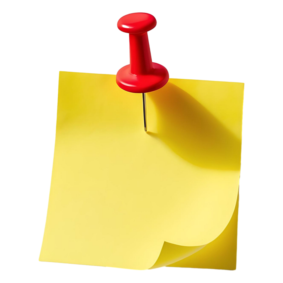 Sticky Note with Red Push Pin Isolated Image png