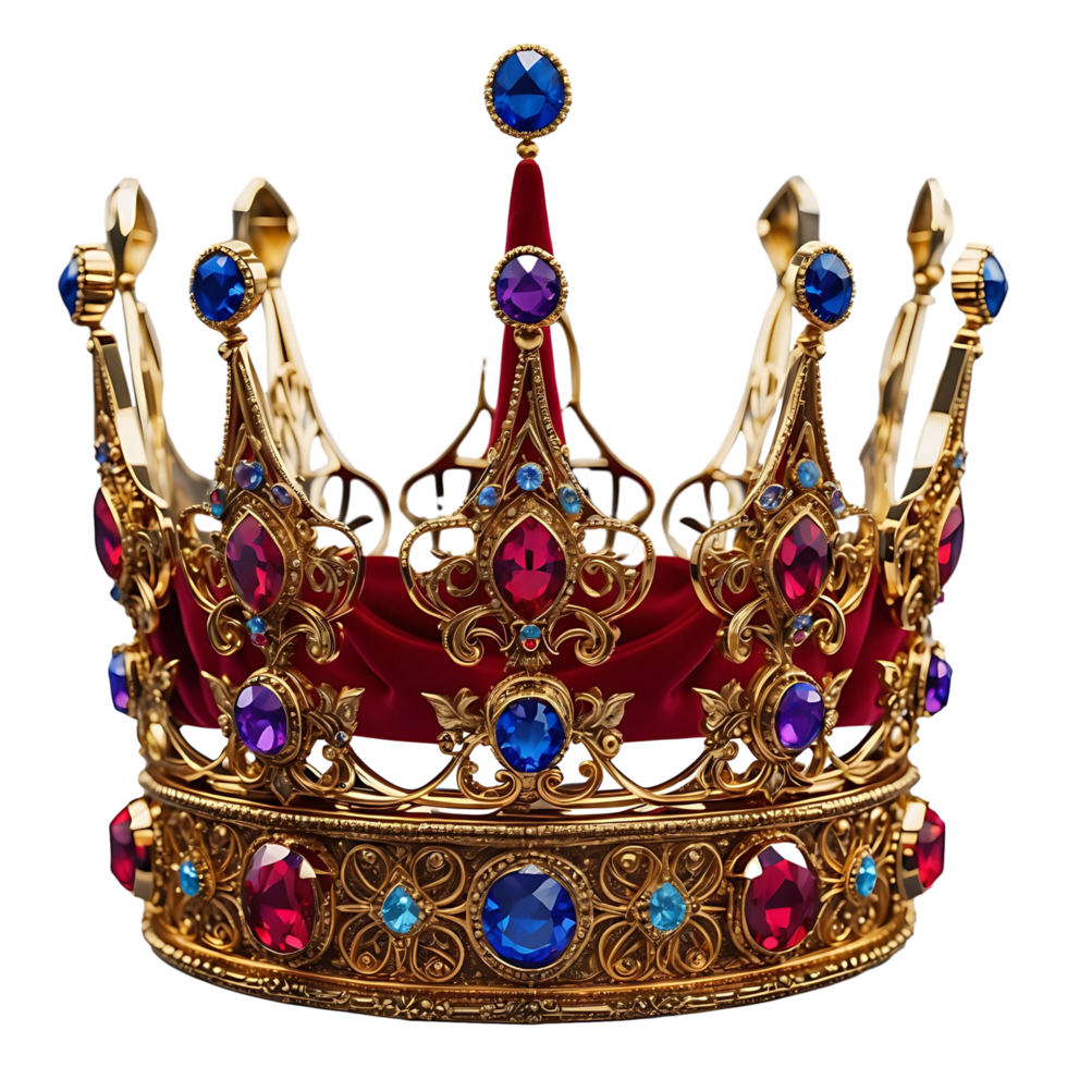 Majestic Gold Crown with Colorful Gems Symbol of Royalty png