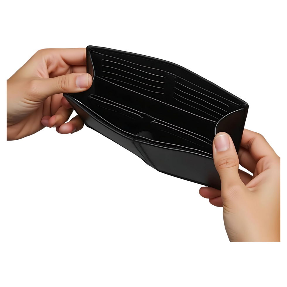 Man Holding an Empty Wallet Ideal for Marketing Financial Services or Awareness png