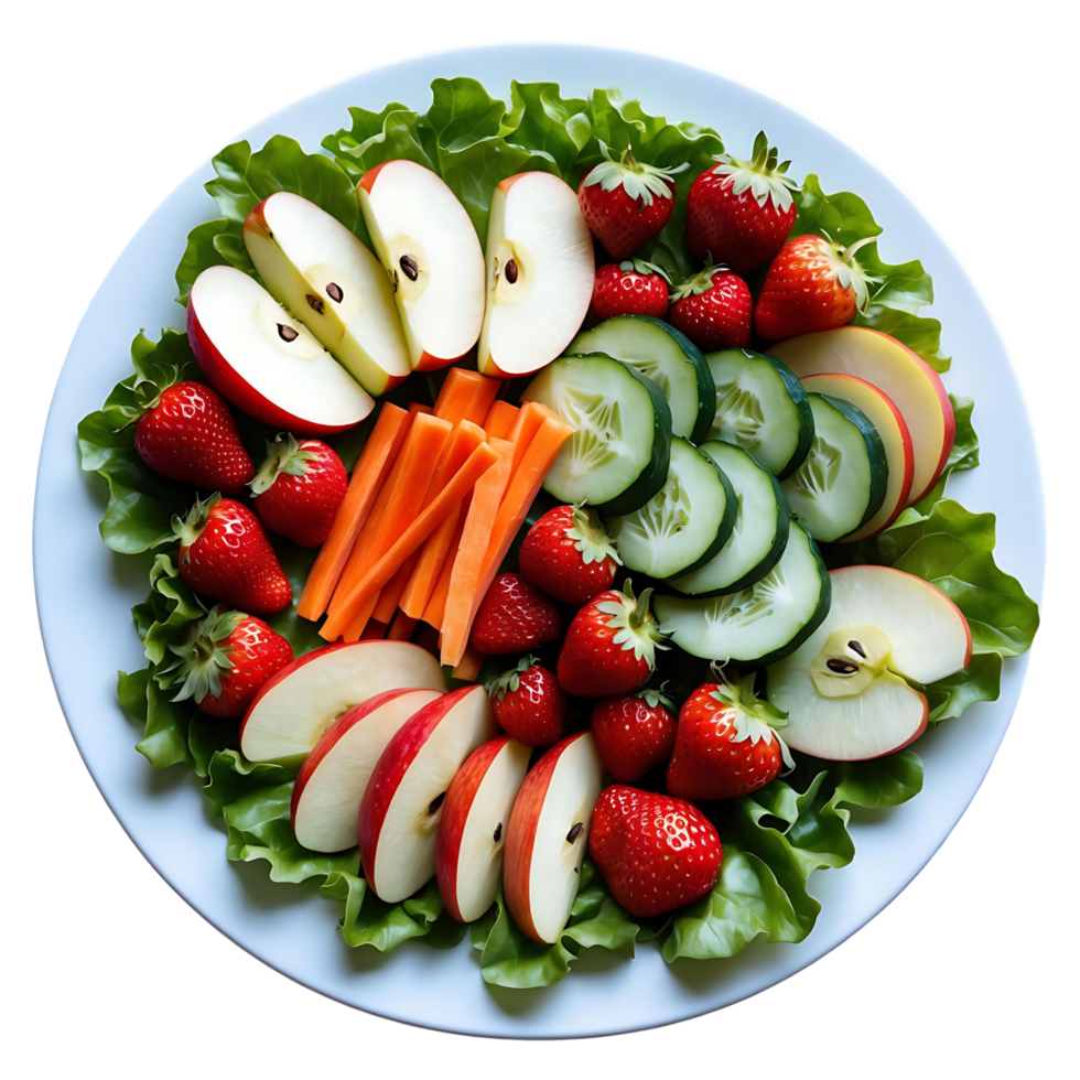 Nutritious Salad Plate with Fresh Fruits and Veggies Ideal for Diet Wellness Websites png