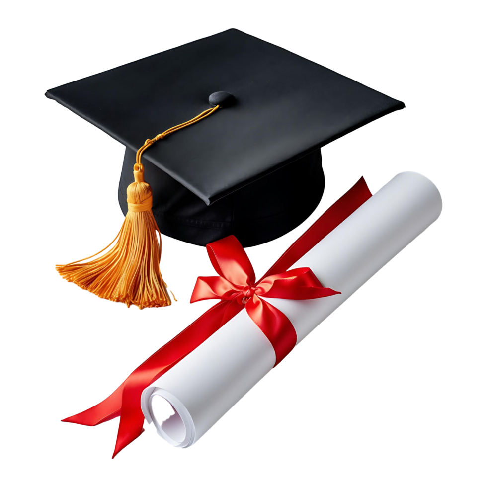 Academic Success Graduation Cap and Diploma Isolated Image png
