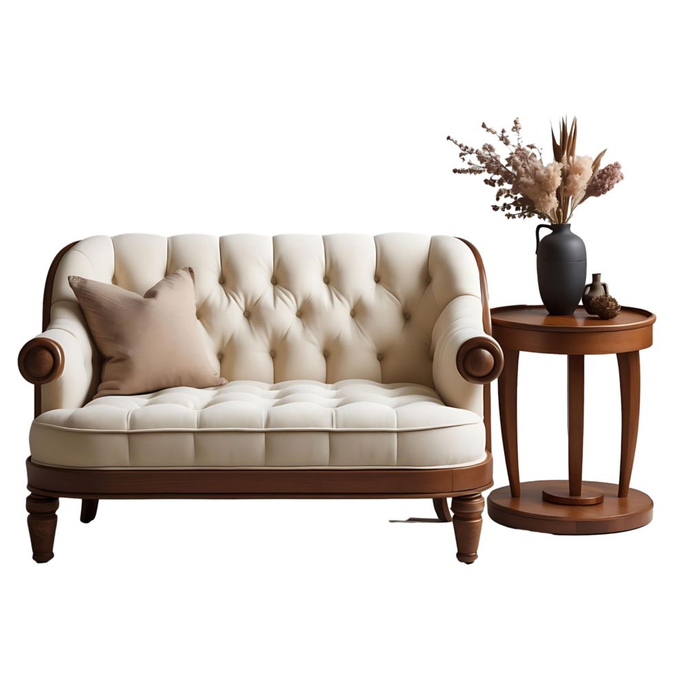 Luxury Sofa and Side Table Set Elegant Furniture png