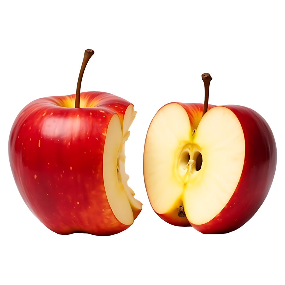 Fresh Red Apple with Sliced Half High-Quality Transparent Image png