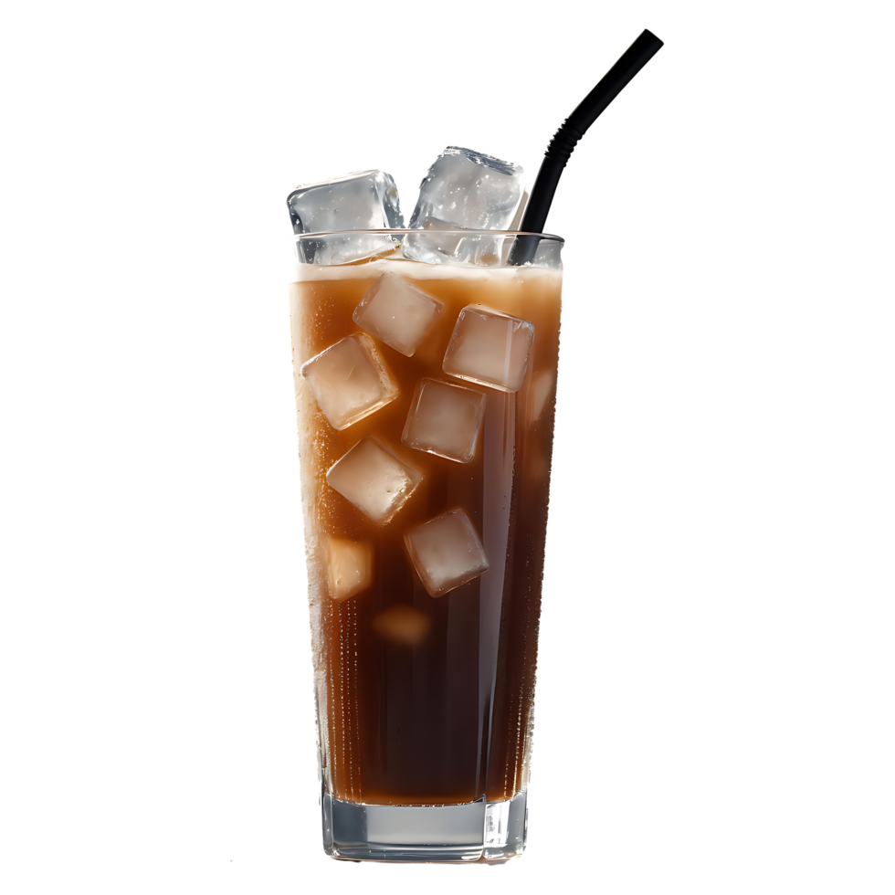 Delicious Summer Drink Iced Tea with Ice Straw Isolated png