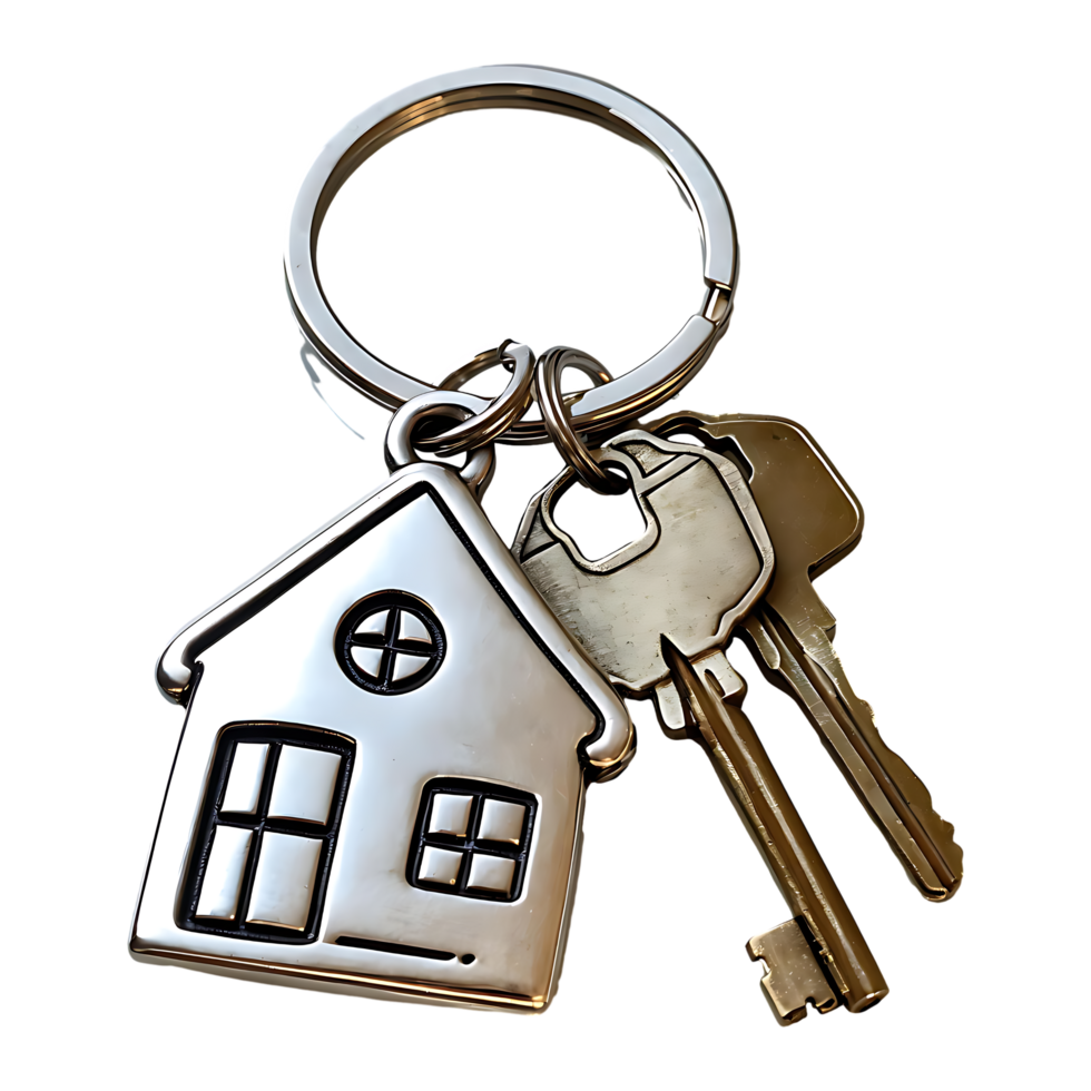 Real Estate Homeownership Concept Silver House Keychain with Keys png