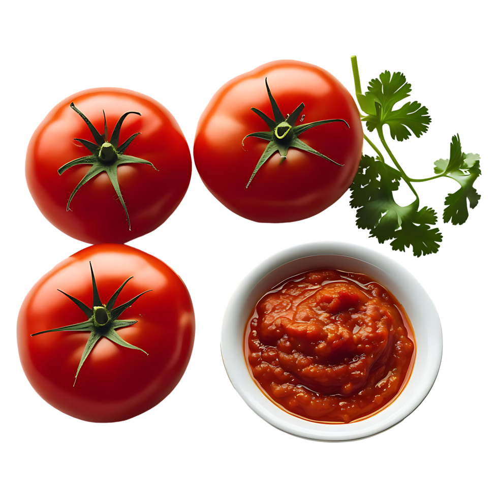 Red Juicy Tomatoes with Fresh Sauce Premium Stock Photo for Food Blogs png