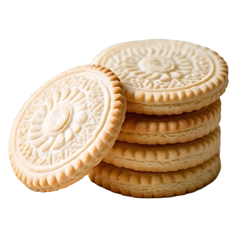Sweet Vanilla Biscuits Stack Isolated on Transparent Background png