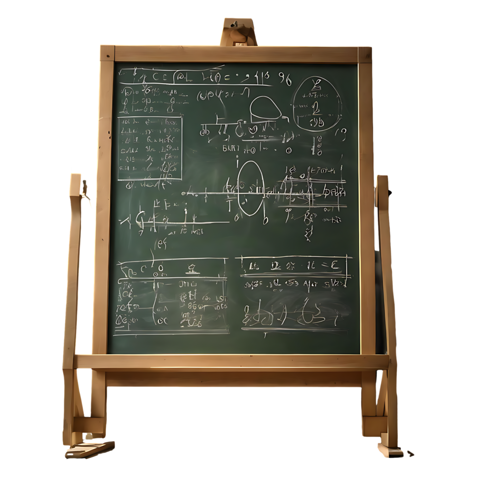 Green School Blackboard with Formulas Transparent Background png