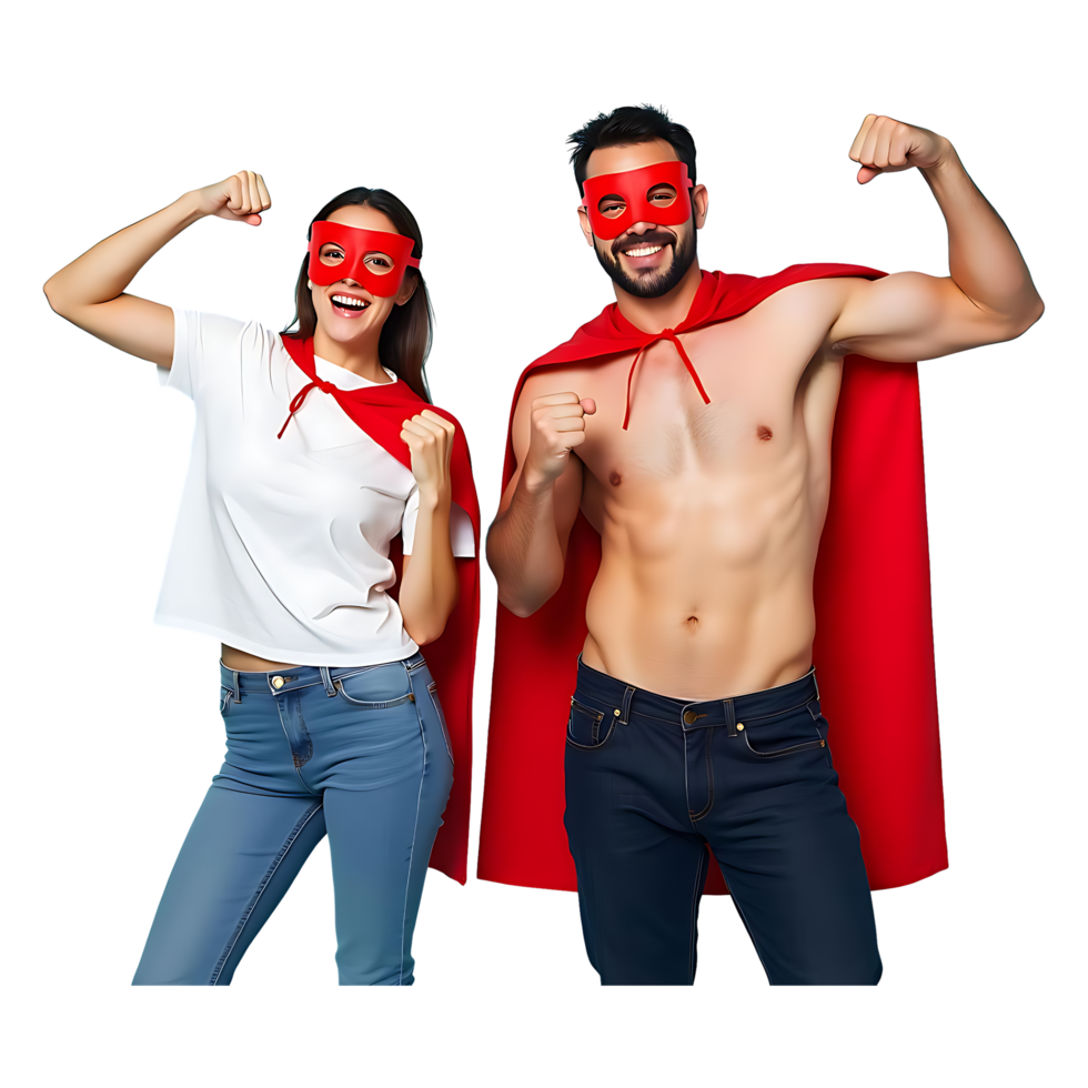 Playful Superheroes in Capes - Confidence and Team Spirit png