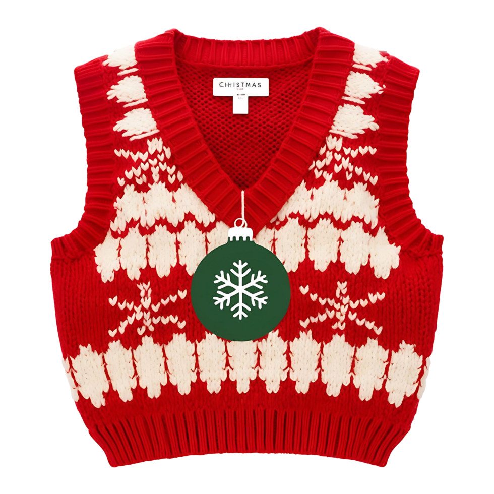 Festive Winter Sweater with Hanging Ornament Ideal for Holiday Ads png