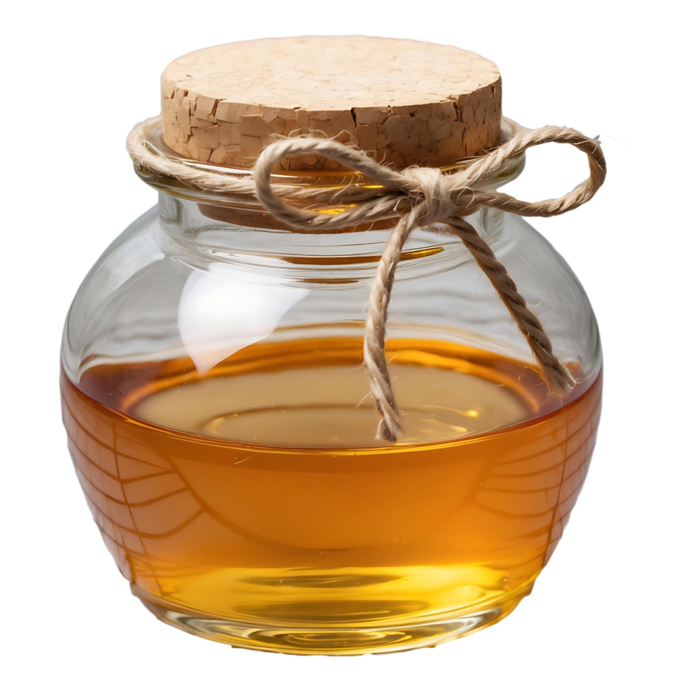 Golden Honey in Glass Jar with Rope Tie High-Resolution Image png