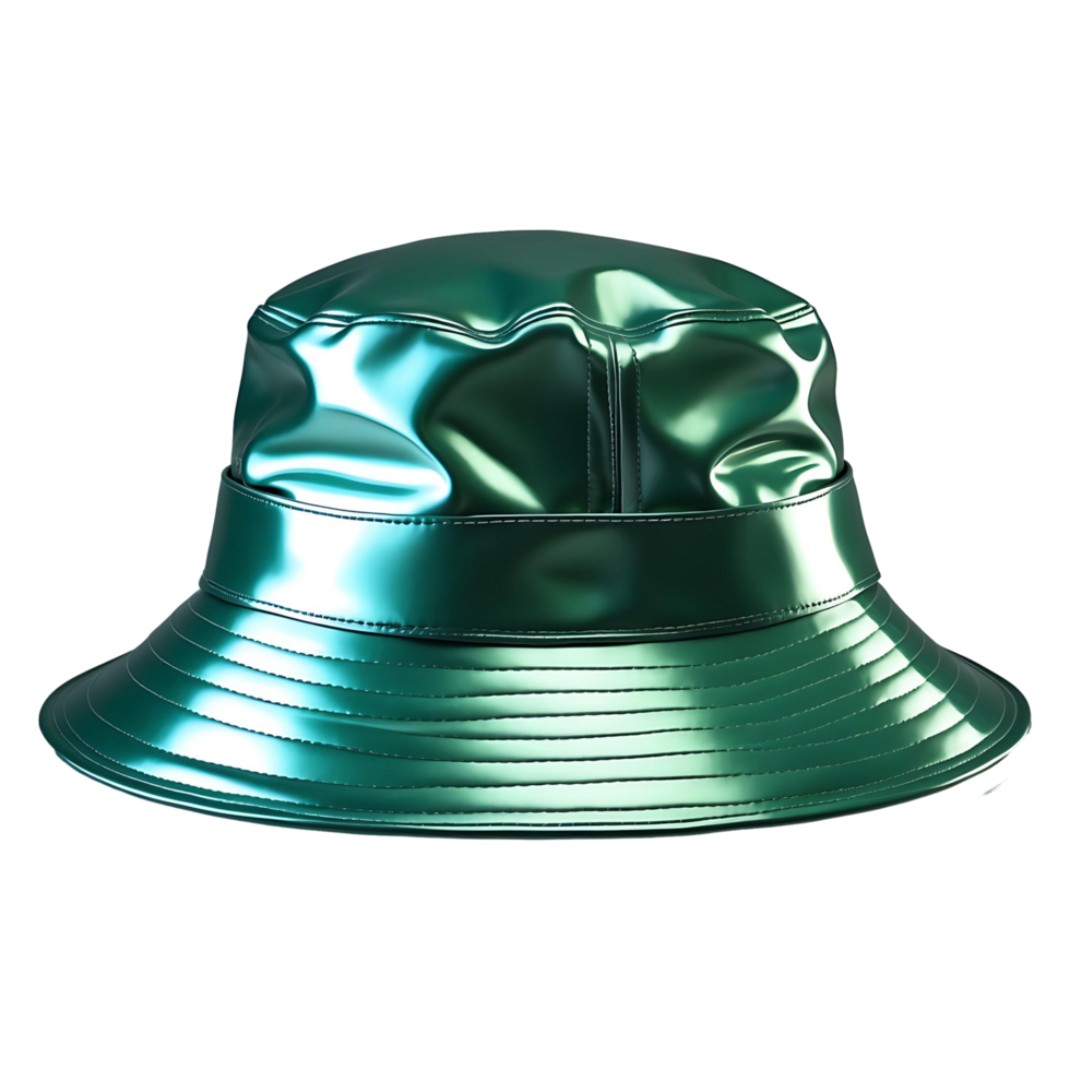 Trendy Metallic Green Bucket Hat Stylish Unique Headwear png
