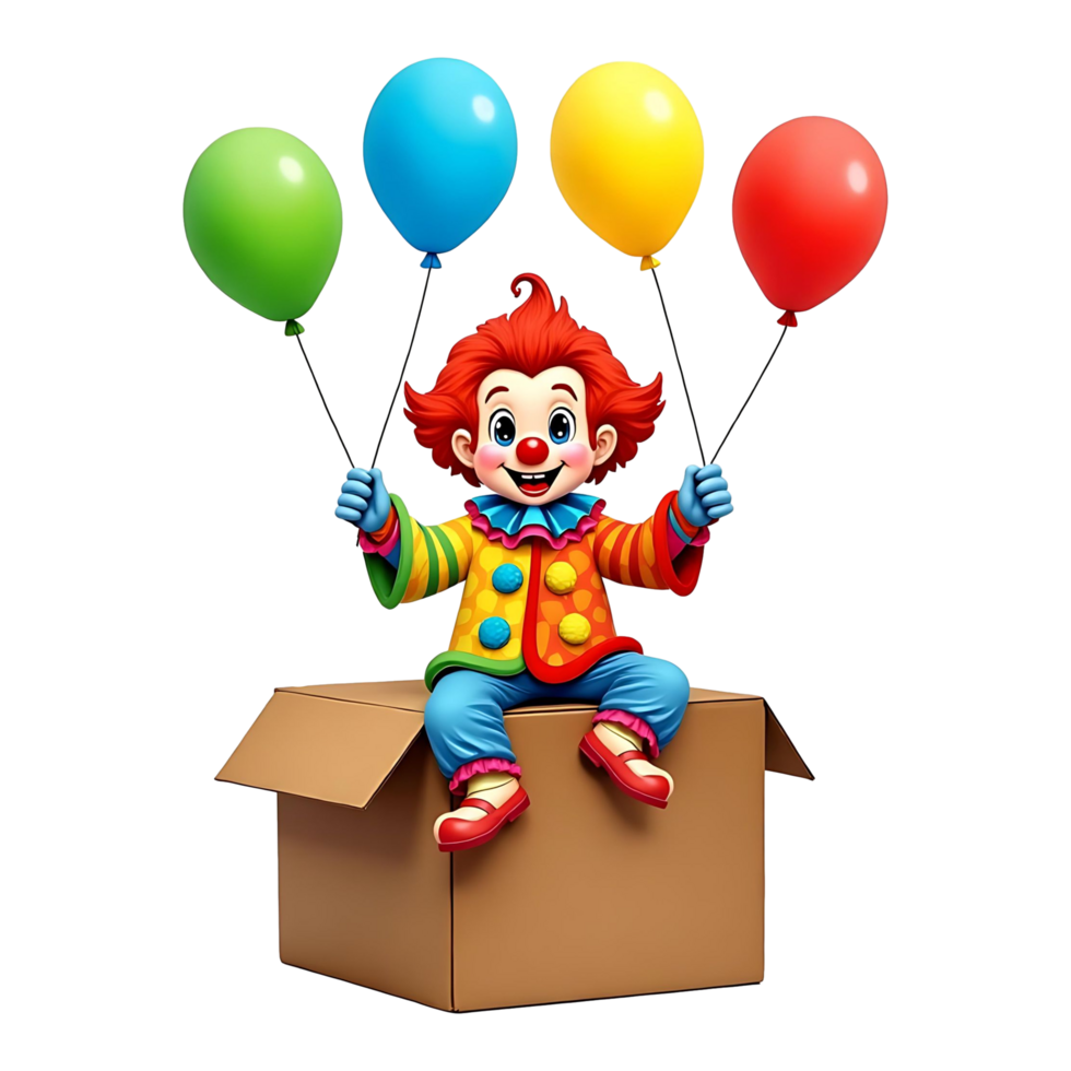 Playful Clown Sitting on a Box Perfect for Party Decorations png