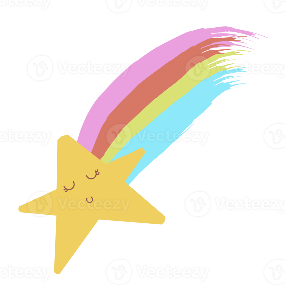 A rainbow shooting star png