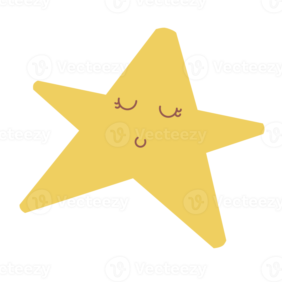 The star closes its eyes with a smile png