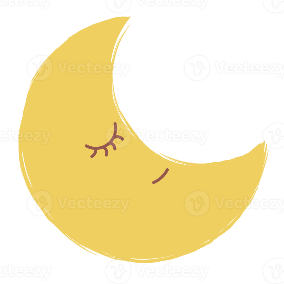 The crescent moon closes its eyes png