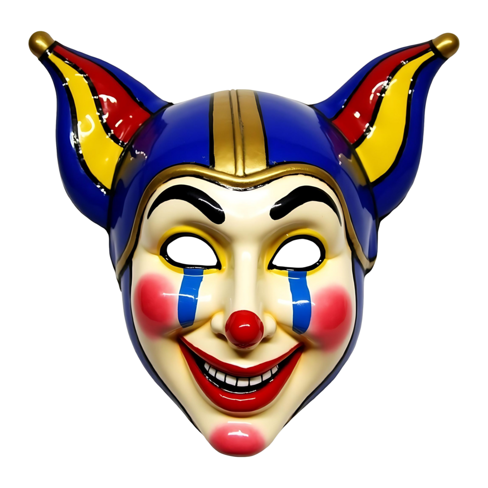 Decorative Joker Mask with Vibrant Colors Collectible Art png