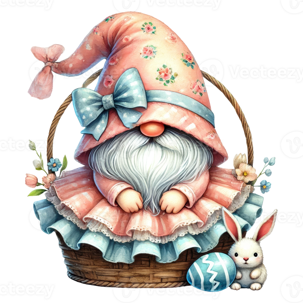 Easter gnome with rabbit and egg png
