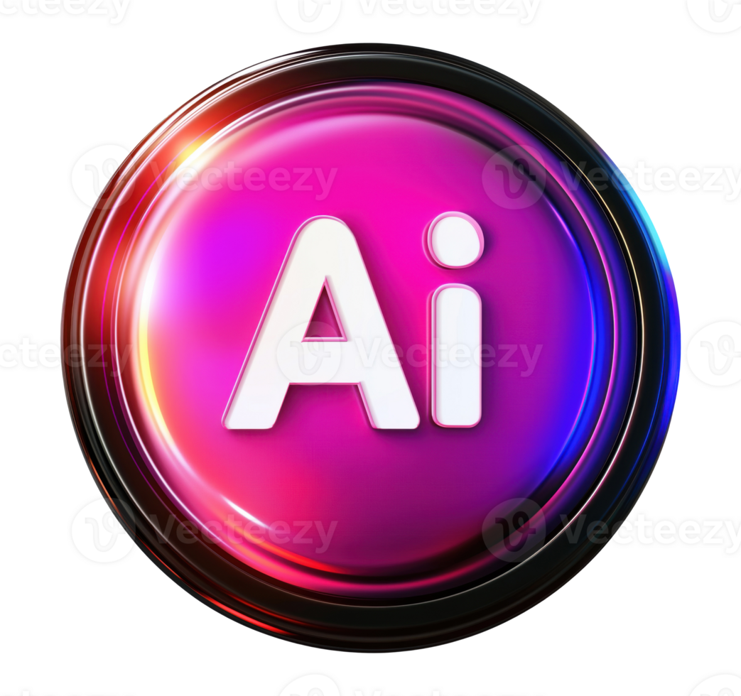 Round Button with Word Ai png