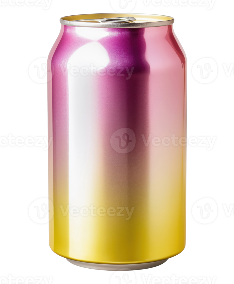 Pink-yellow soda can isolated on transparent background png