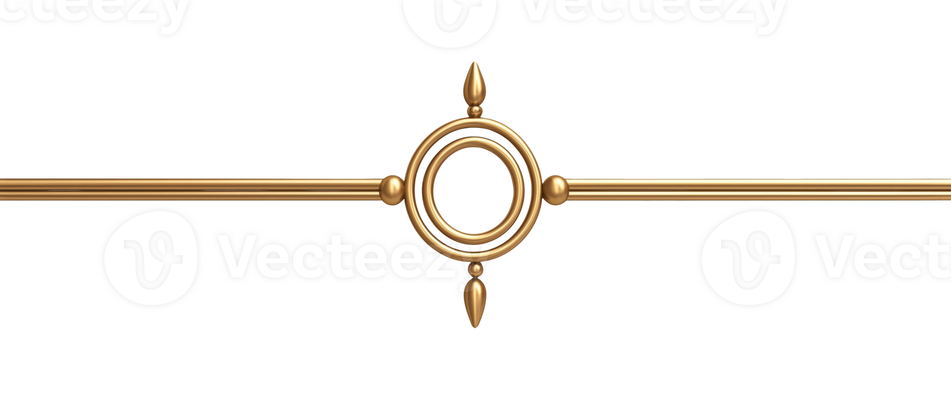 Gold colored circle with a gold colored line going through it, isolated on a transparent background png