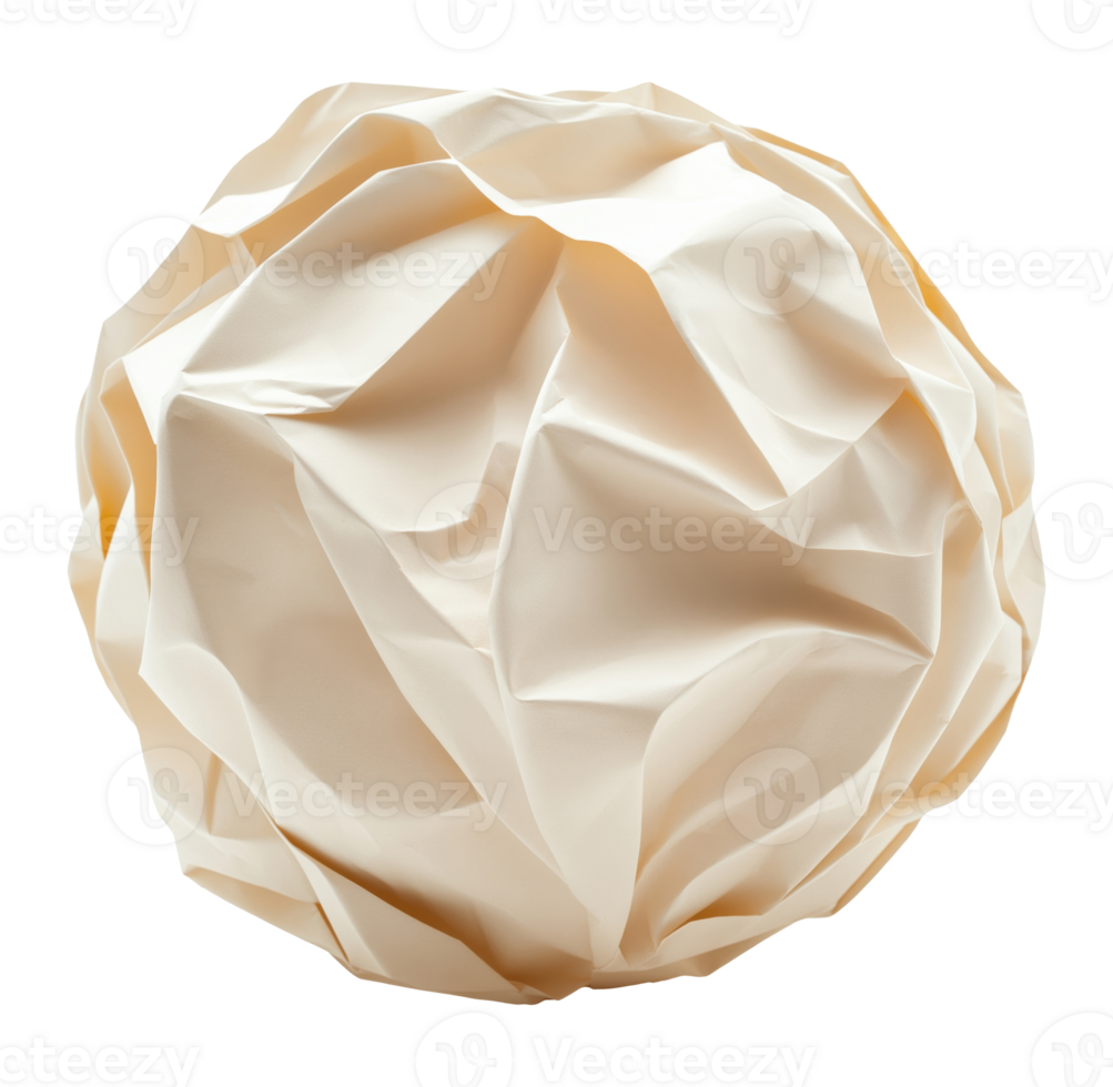 Crumpled white paper ball isolated on transparent background png