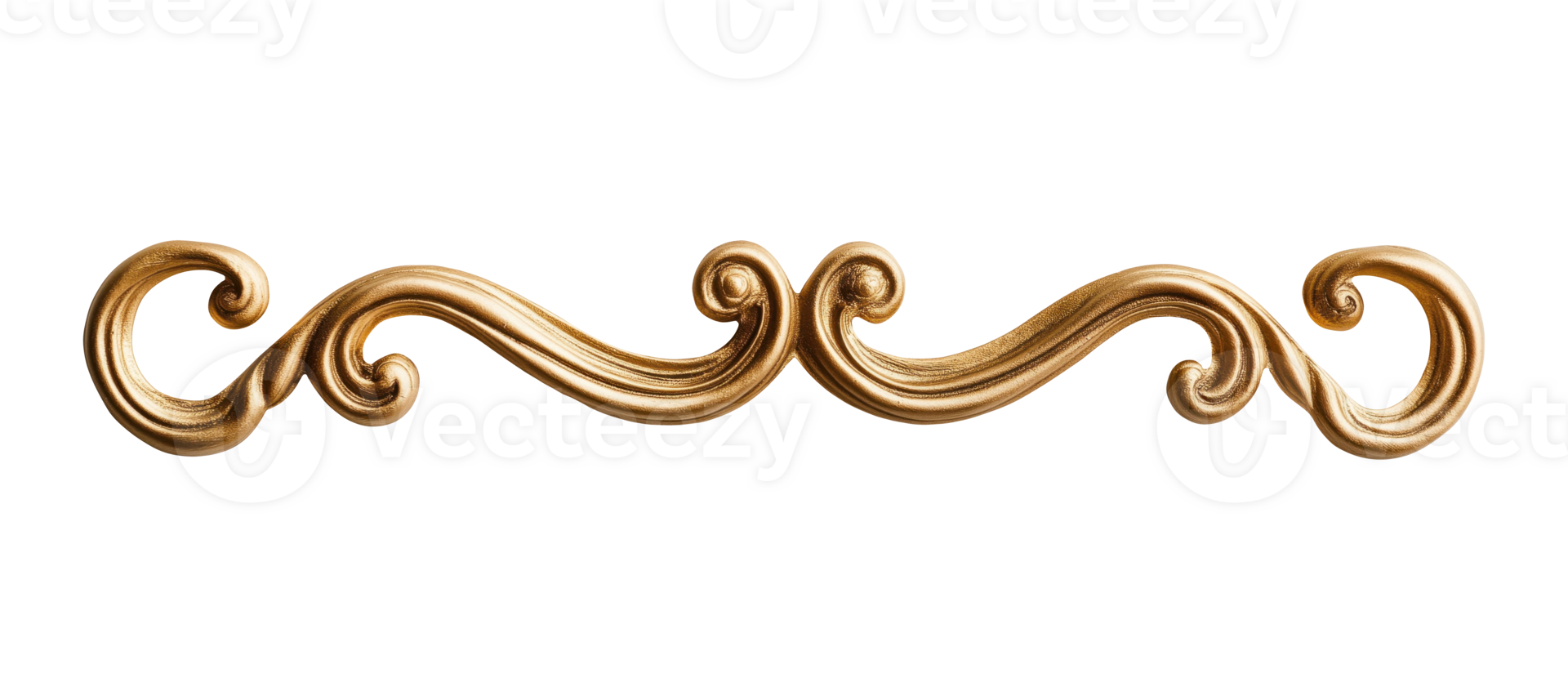Gold decorative curved line isolated on a transparent background png