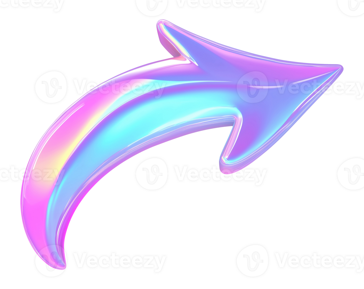 Colorful holographic arrow with a gradient isolated on transparent background png
