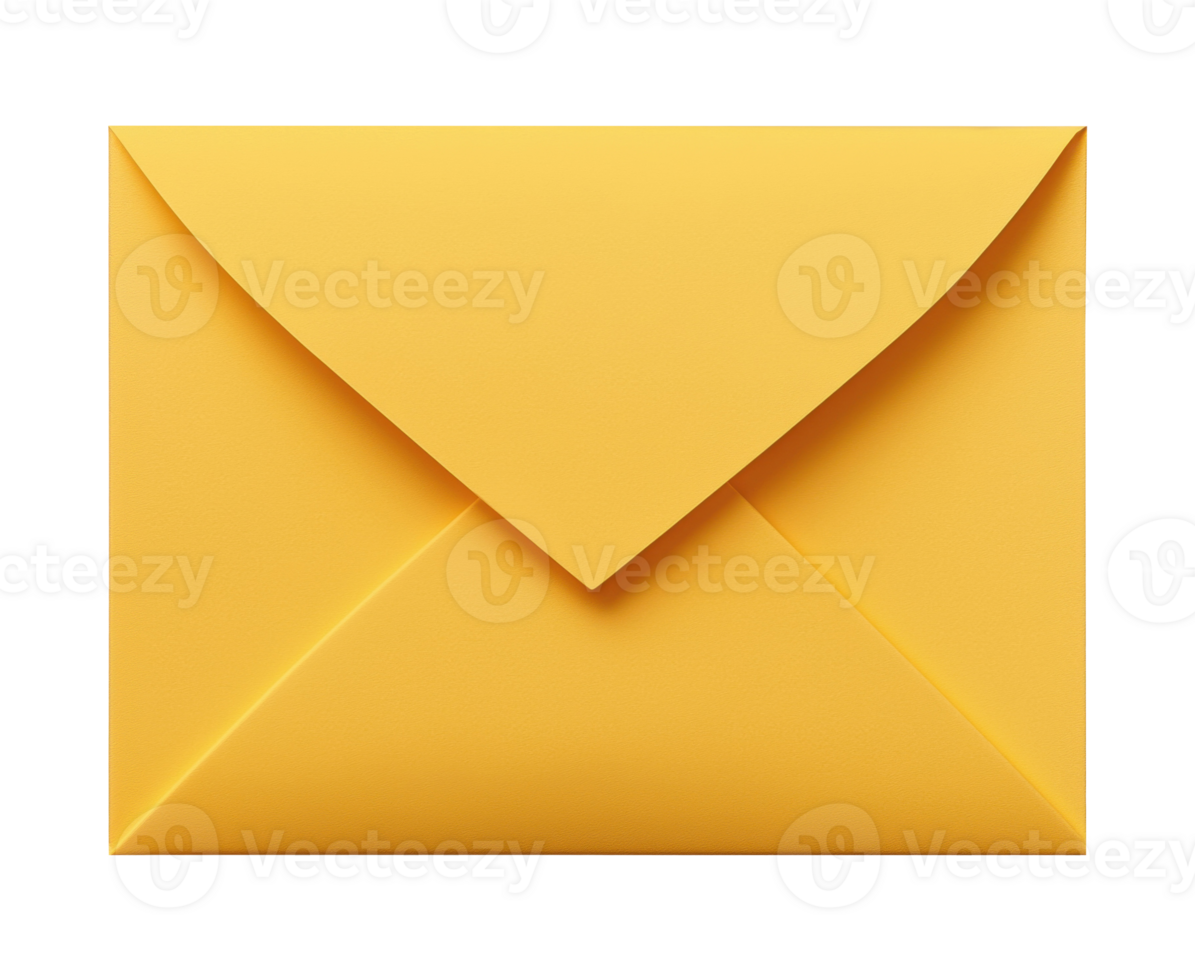 Closed yellow envelope, isolated on a transparent background png