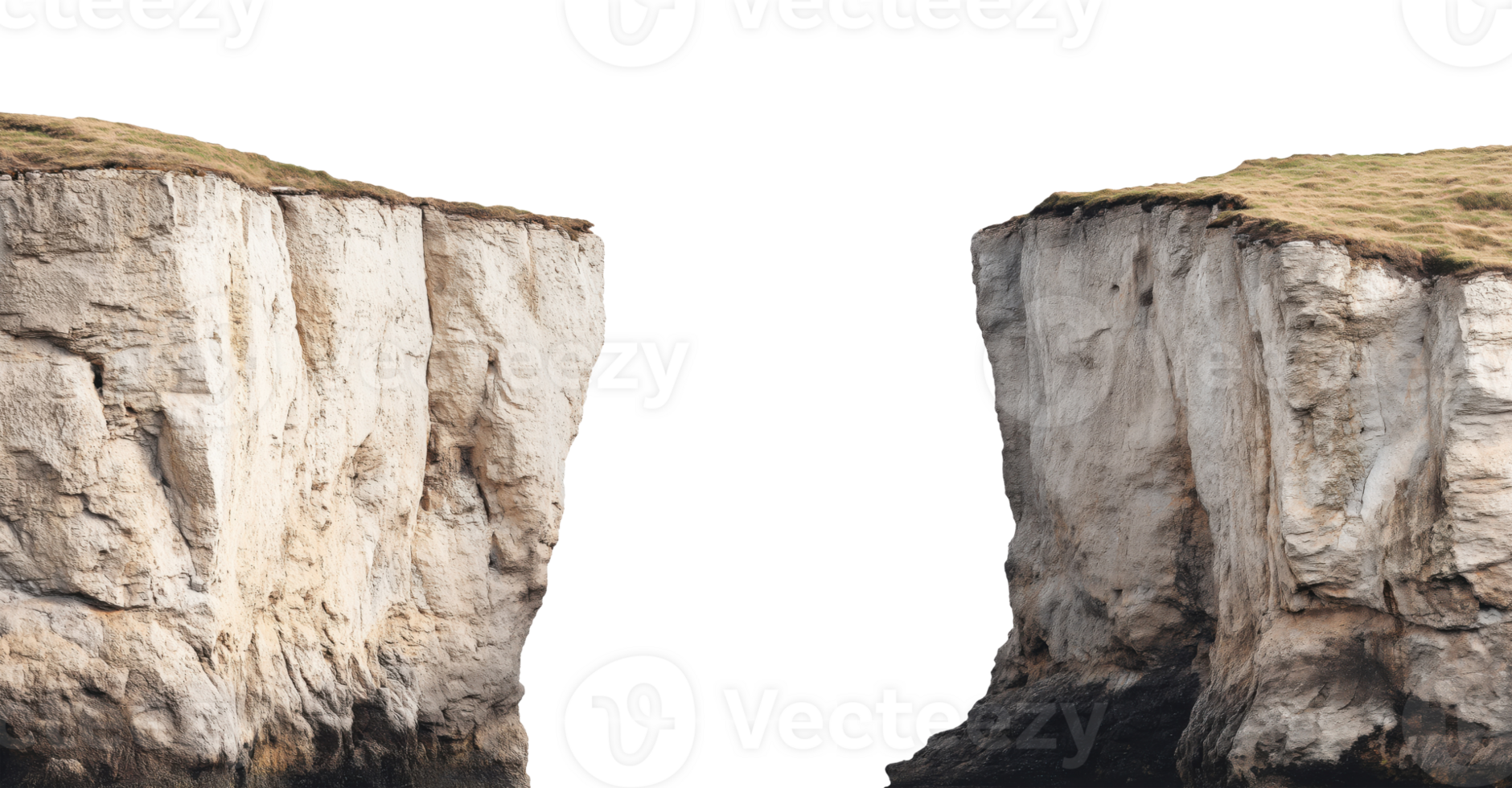 Two rocky cliffs facing each other, separated by a gap in the center png