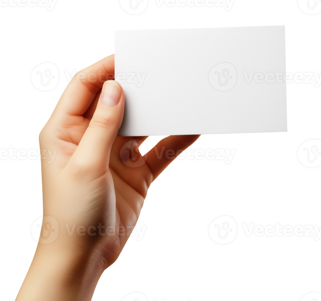 Hand with Blank Business Card Template png
