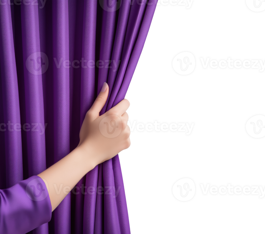 Hand Opening Purple Curtain png