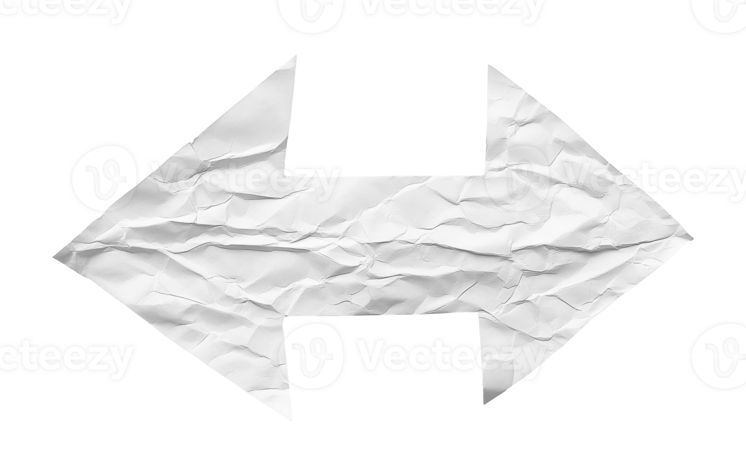 White folded paper arrow, isolated on a transparent background png