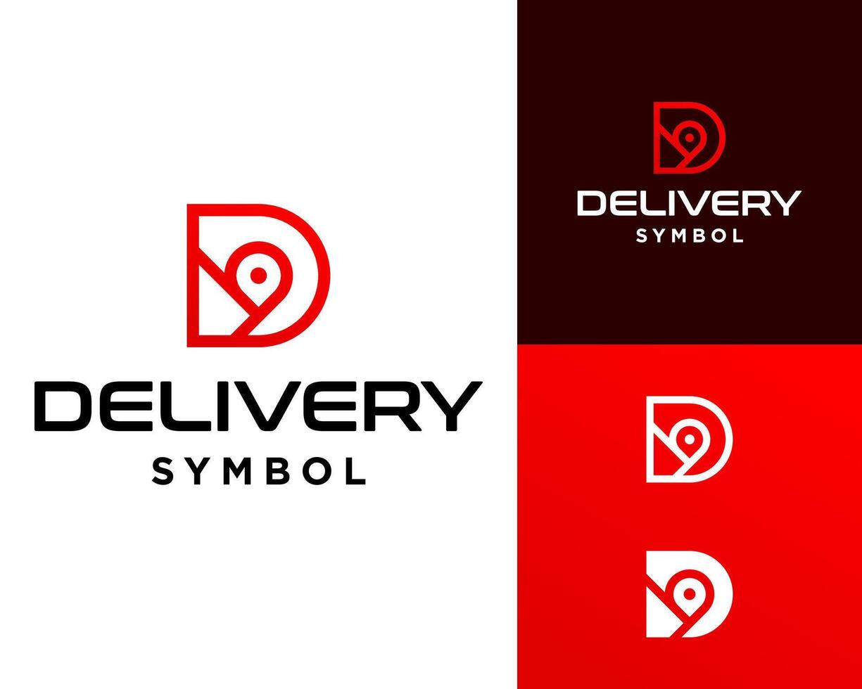 Logo design about letter D monogram and location icon. vector