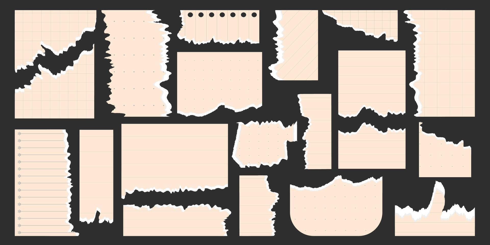 Set of beige decorative paper scraps vector